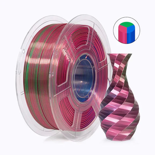 Tri Color Silk PLA - Rose Red/Green/Blue